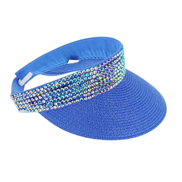 ??NWT  Fabulous  Rhinestone Crystal Studded Accent Yellow Visor Hat Cap main image 5